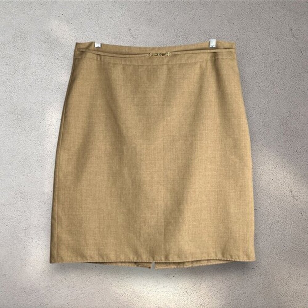 Pierre Cardin Tan Pencil Skirt Women’s 36X Mini Lined Preppy Soft Academia Work - Picture 1 of 11
